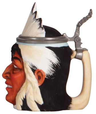 Character stein, .5L, porcelain, marked E. Bohne & Söhne, Indian, mint. - 2