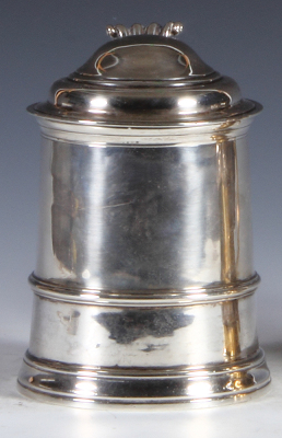 Silver tankard, 5.5" ht., 455 grams, hallmarks, British, late 1800s, excellent condition. - 2