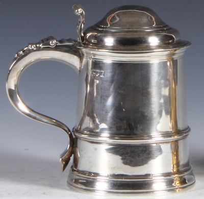 Silver tankard, 5.5" ht., 455 grams, hallmarks, British, late 1800s, excellent condition. - 3