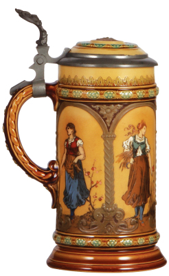 Mettlach stein, .5L, 1972, etched & decorated relief, inlaid lid, mint. - 3