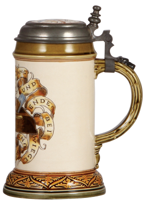 Mettlach stein, .5L, 2721, etched & glazed, Cabinetmaker Occupation, inlaid lid, mint. - 2