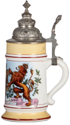 Porcelain stein, .5L, transfer & hand-painted, Occupational Pferdezüchterei [Horse Breeder], pewter lid, very rare, mint. From the Etheridge Collection.   - 2