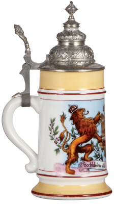 Porcelain stein, .5L, transfer & hand-painted, Occupational Pferdezüchterei [Horse Breeder], pewter lid, very rare, mint. From the Etheridge Collection.   - 3