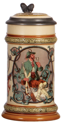 Mettlach stein, .5L, 580 [1530], PUG, inlaid lid, mint.