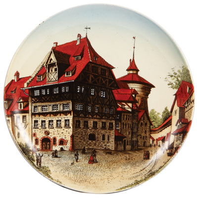 Mettlach plaque, 12.3" d., 1044/511, PUG, Dürer-Haus Nürnberg, mint.