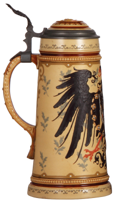 Mettlach stein, 1.0L, 2204, decorated relief, inlaid lid, mint. - 3