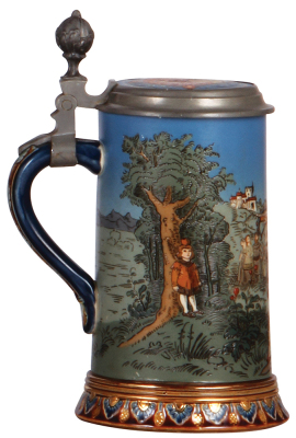 Mettlach stein, .5L, 2082, etched, Wilhelm Tell, inlaid lid, mint. - 3