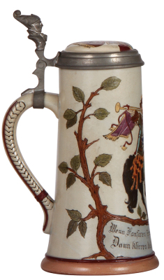 Stoneware stein, .5L, etched, #1766, by Marzi & Remy, inlaid lid, mint. - 3