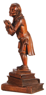 Black Forest wood carving, 23.5" ht., mid 1900s, Bookworm, from a painting by Carl Sptizweg, good condition.