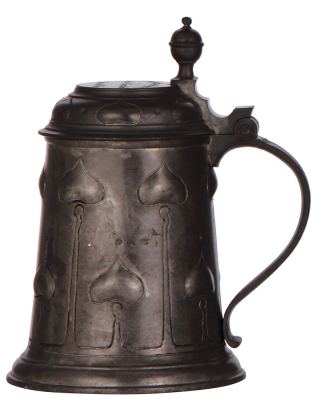 Pewter stein, .5L, relief, Art Nouveau, good condition. - 2