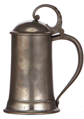 Pewter stein, .5L, relief, touchmark, inscription: zum 30. Jährigen Praxis Jubiläum, Art Nouveau, good condition.