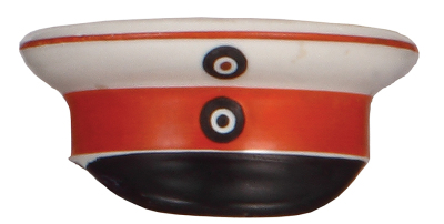 Porcelain ashtray, military cap, touch-up of a small area of black color.