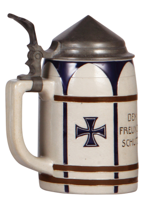 Military stein, .5L, stoneware, marked 5361, artillery, pewter lid dated 1915, mint. - 3