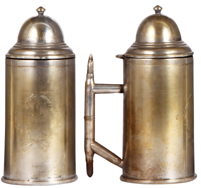 Trench Art stein, .5L, made from artillery shell & bullets, 1914 - 1918, 8 cm. M5, metal lid, very good condition. - 2