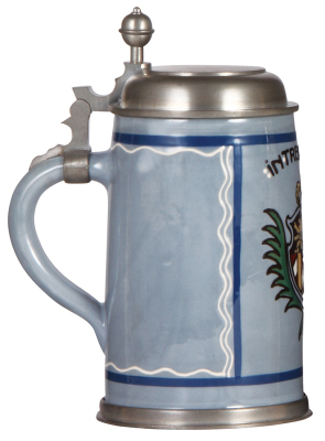 Stoneware stein, 1.0L, relief & hand-painted, In Treue Fest, 1914 - 1915, pewter lid, mint. - 3