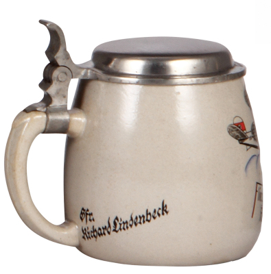 Third Reich stein, .5L, stoneware, Fliegerhorst - Kompanie, Fürstenfeldbruck, pewter lid, inscription: Weihnachten 1937, mint. - 3