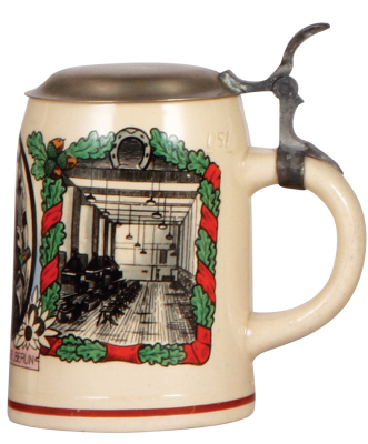 Third Reich stein, .5L, pottery, Heeres Lehrschmiede, Berlin, metal lid, mint. - 2