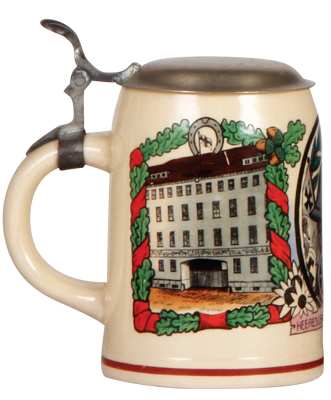 Third Reich stein, .5L, pottery, Heeres Lehrschmiede, Berlin, metal lid, mint. - 3