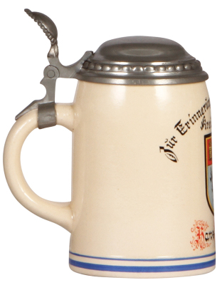 Third Reich stein, .5L, pottery, Kreuzer Köln, owner's name, pewter lid, mint. - 3