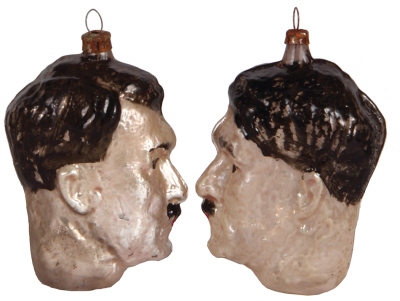 Two Christmas tree ornaments, 2.5'' ht., glass, Third Reich, very good condition. - 2