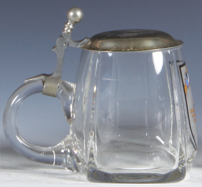 Third Reich stein, .5L, glass, metal lid inscribed: Uo. Korps Bug/Rg.  - 3