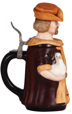 Character stein, .5L, porcelain, marked 2477, by E. Bohne & Söhne, Gooseman Nürnberg, mint. - 3