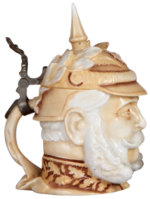 Character stein, .5L, porcelain, marked Musterschutz, by Schierholz, Wilhelm I, mint. - 3