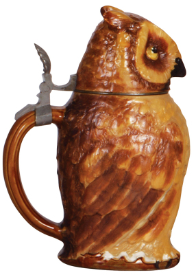 Mettlach stein, .5L, 2036, Character, Owl, inlaid lid, mint. - 3
