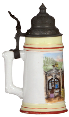 Porcelain stein, .5L, transfer & hand-painted, Occupational Briefträger [Mailman], pewter lid, mint. From the Etheridge Collection & pictured in the Occupational Stein Book. - 3