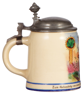 Mettlach stein, .5L, 1526, hand-painted, Occupational Baker, pewter lid, excellent pewter repair, otherwise mint. - 3