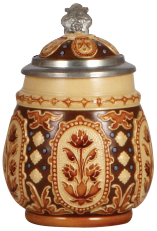 Mettlach stein, .3L, 1816, mosaic, inlaid lid, mint.