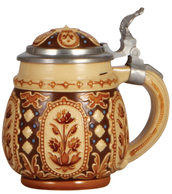 Mettlach stein, .3L, 1816, mosaic, inlaid lid, mint. - 2