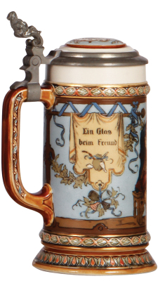 Mettlach stein, .5L, 1932, etched, by C. Warth, inlaid lid, mint. - 3