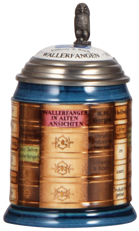 Mettlach stein, .5L, modern, Book stein, Limited Edition 37/500, 200 Jahre Keramik Tradition, Wallerfangen, inlaid lid, mint.