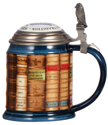 Mettlach stein, .5L, modern, Book stein, Limited Edition 37/500, 200 Jahre Keramik Tradition, Wallerfangen, inlaid lid, mint. - 2