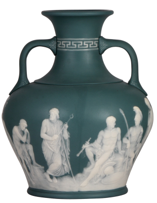 Mettlach vase, 10.7" ht., 7011, phanolith, by Stahl, in the style of the Portland vase, mint.