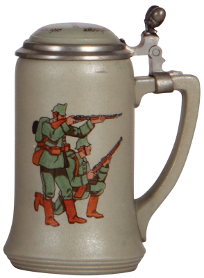 Mettlach stein, .5L, 556 [3080], transfer, Bavaria, inlaid lid, mint.