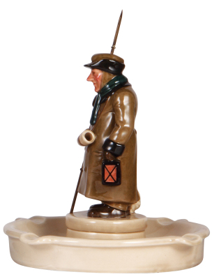 Figural Villeroy & Boch Dresden ashtray, 9.7" ht., 9.1" d., 2950, Night Watchman, mint. - 2