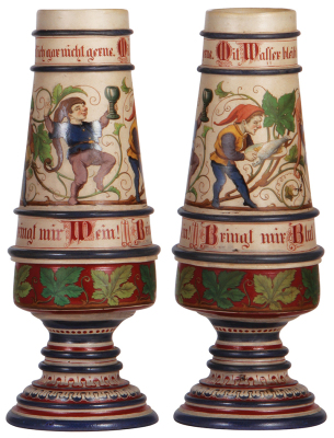 Stoneware pokal, 12.9" ht., hand-painted, marked Saeltzer, gnomes, no lid, small top rim flake.   - 2