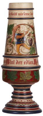 Stoneware pokal, 12.9" ht., hand-painted, marked Saeltzer, gnomes, no lid, small top rim flake.   - 3