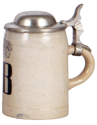 Stoneware stein, 3.4'' ht., transfer, marked Marzi & Remy, HB, pewter lid, mint. - 2