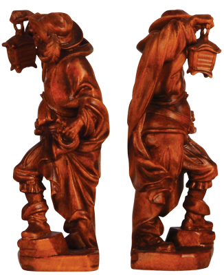 Black Forest wood carving, 7.8' ht. x 4.0'' w. x 2.7'' deep, linden wood, Night Watchman, mid to late 1900s, very good quality and condition. - 2