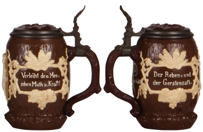 Mettlach stein, .5L, 1028, relief, inlaid lid, mint. - 2