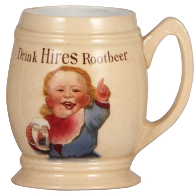 Mettlach mug, .25L, 3095, PUG, Hires Rootbeer, 1" horizontal line below rim on the inside.