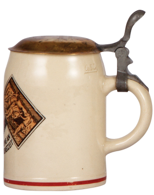 Third Reich stein, .5L, pottery, Labor Company, 1./301, Grafing, metal lid, mint. - 2