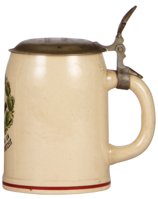 Third Reich stein, .5L, pottery, Labor Company, 1935 - 1936, 2./291, owner's name, metal lid, mint. - 2
