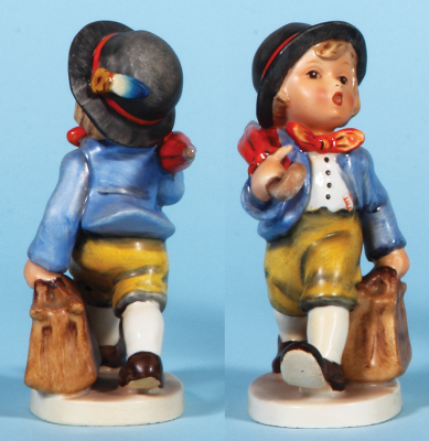 Hummel figurine, 4.7" ht., 824 [A], TMK 1, Swedish International, umbrella tip glued, excellent repair of hat feather. - 2