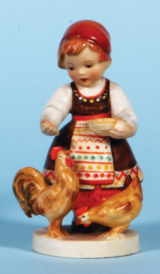 Hummel figurine, 5.2" ht., Mel 9, TMK 1 & 1, Bulgarian International, no M.I. Hummel, flake, Rooster tail & neck glued.