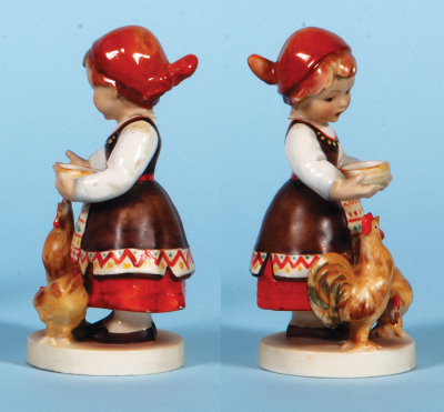 Hummel figurine, 5.2" ht., Mel 9, TMK 1 & 1, Bulgarian International, no M.I. Hummel, flake, Rooster tail & neck glued. - 2