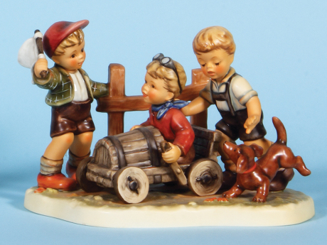 Hummel figurine, 6.6" ht., 2121, TMK 8, Soap Box Derby, no box, mint.